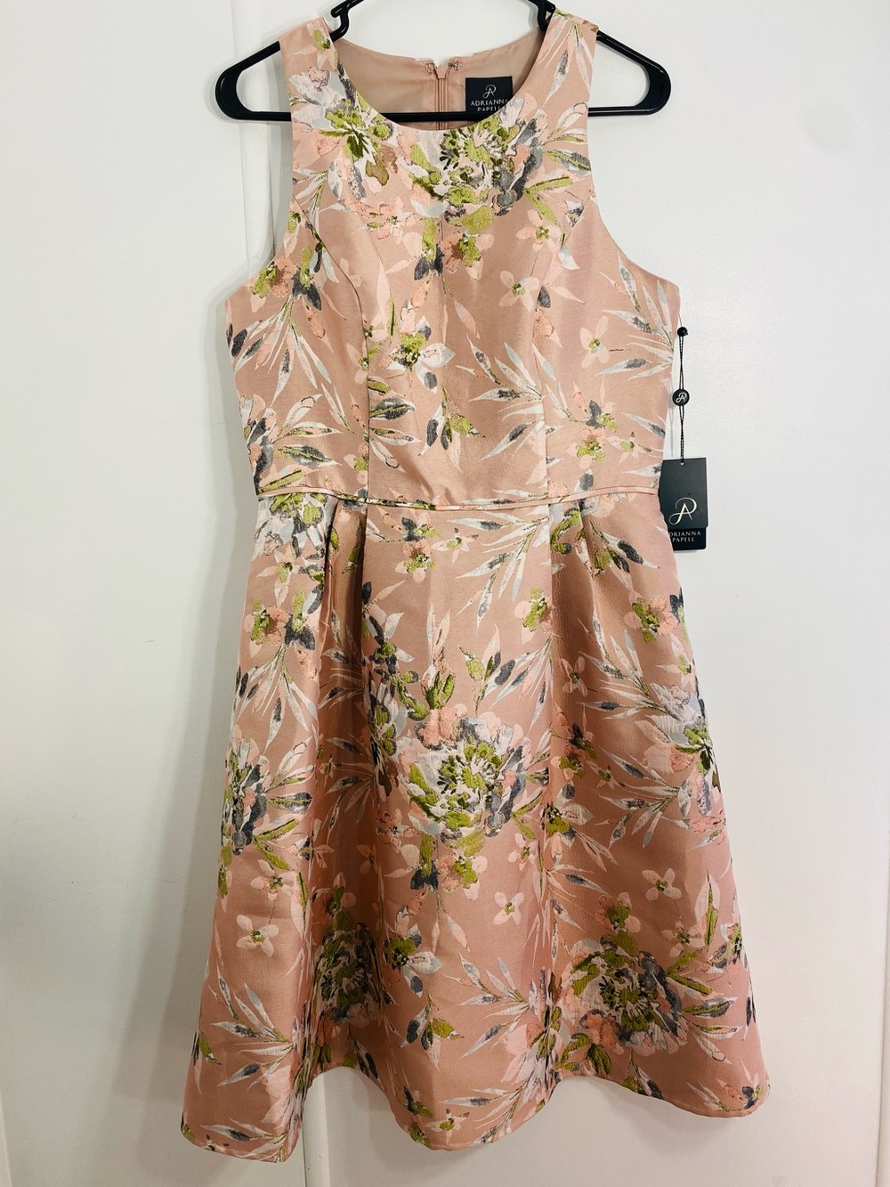Adrianna Papell Rose-Pink Floral Midi Fit-and-Flare Dress - Picture 2 of 6